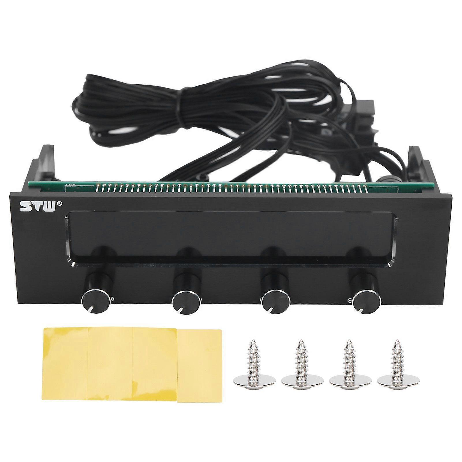 STW6041 Lüftersteuerung für Computer-CPU, multifunktionales 4-Kanal-LCD-Display an der Vorderseite