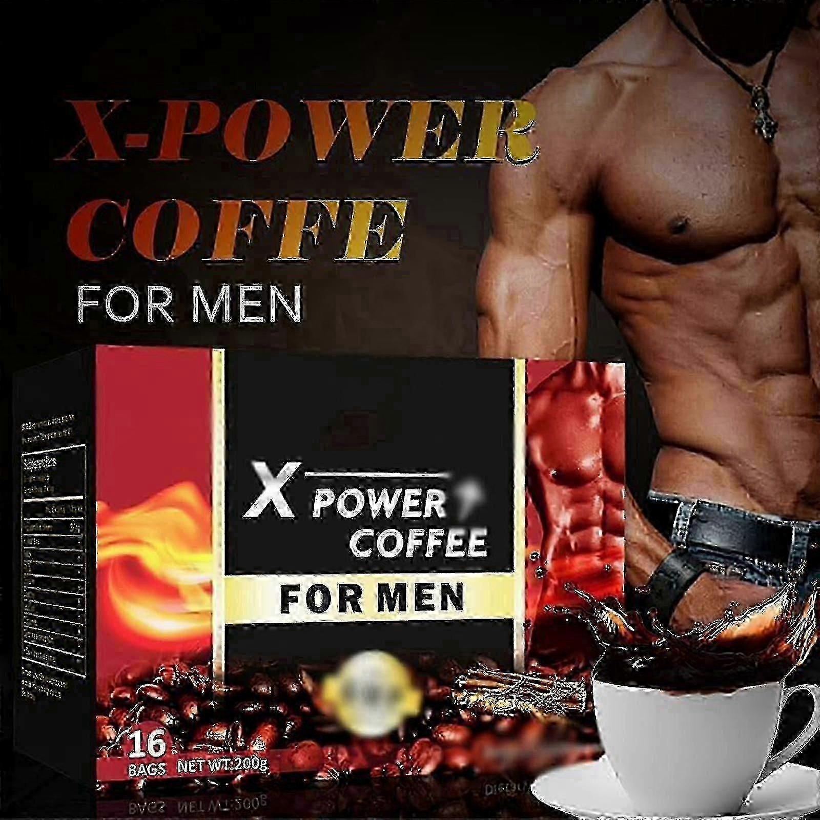X Power Coffee with Ginseng and Maca for Men, Instant Energy Boost for Strength and Vitality