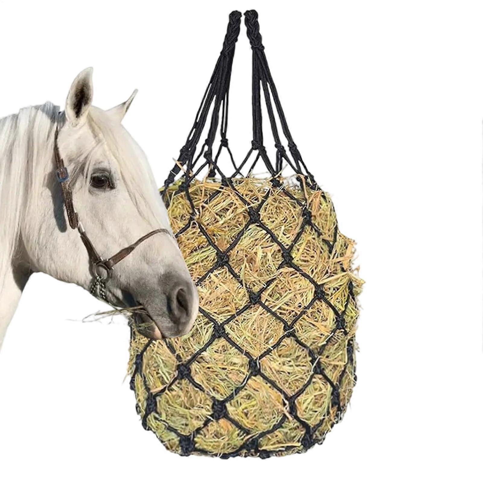 Hay Net SlowFeeding Horse Hay Bag With Fixed Ring Holder For Sheep Goats Poultry Pastures