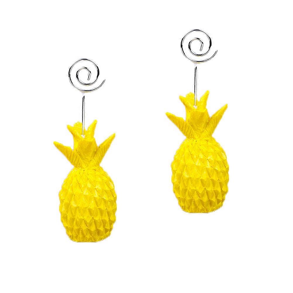 Tabletop Memo Holder Metal Memo Clips for Paper Use 2Pcs Yellow Pineapple