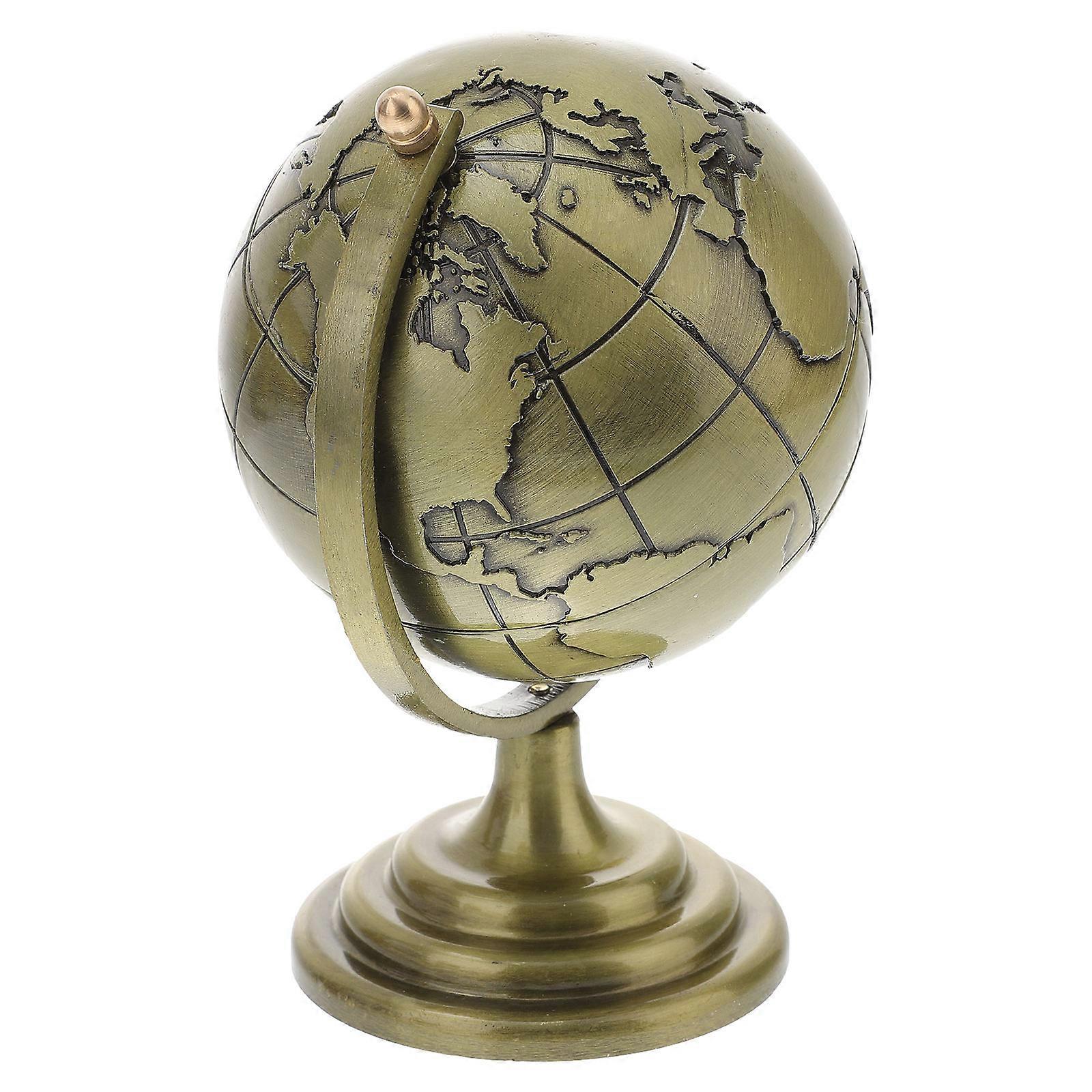 Rotation Globe Adornment for Table with 2Pcs Sturdy Iron Globe Decor