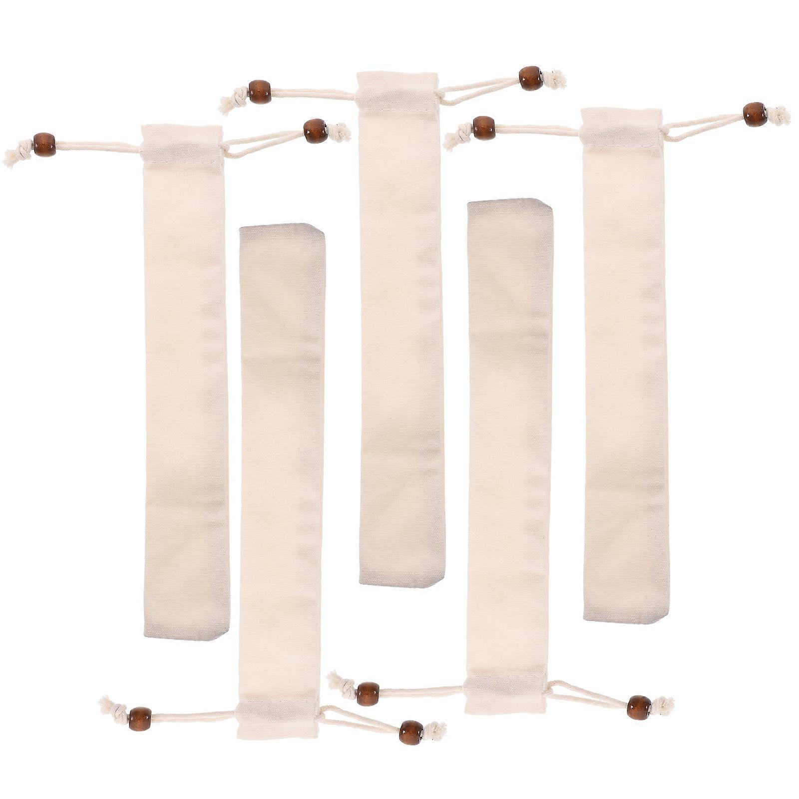 White Cotton Cutlery Bags Drawstring for Tableware Storage 10Pcs Set