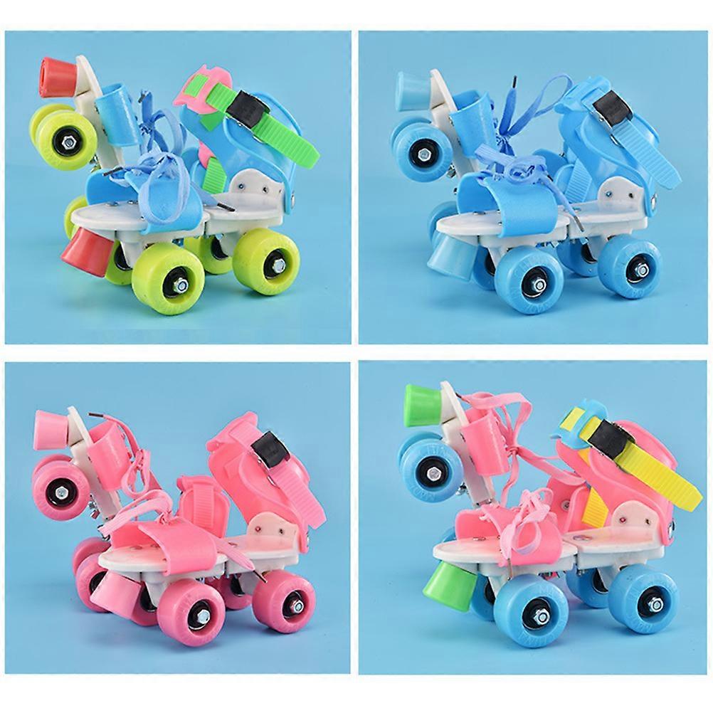 Children Skate Shoes Adjustable Double Row Four Wheels Skates Pair for Skating Use