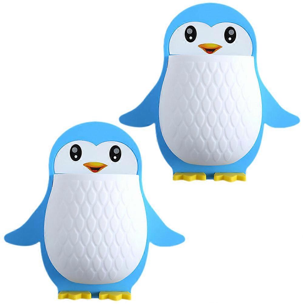 Pen Holder for Wall Penguin Shape for 4Pcs Storage Organizer Blue