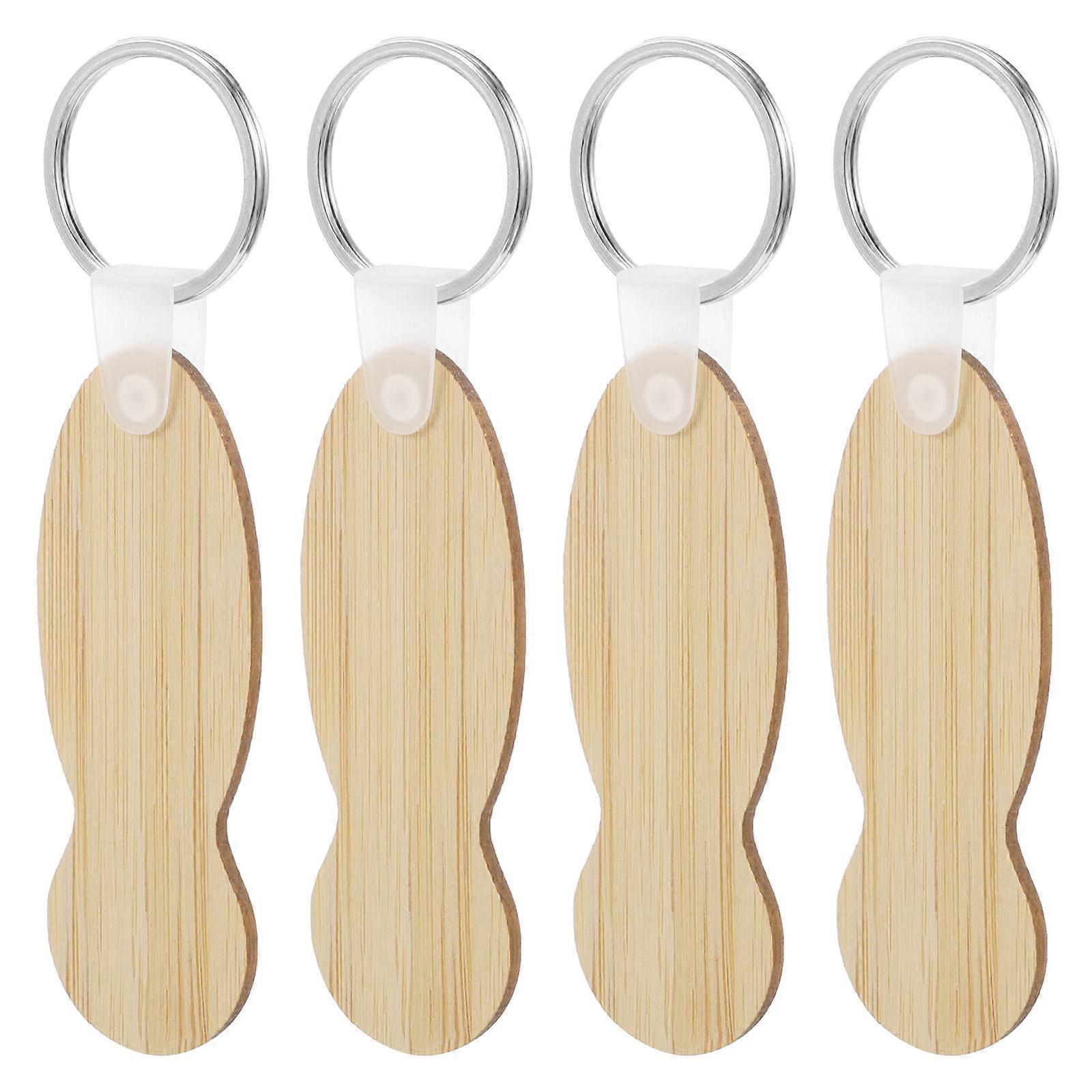 Bamboo Coin Holder Keychain for Shopping Cart Tokens with 16Pcs Set