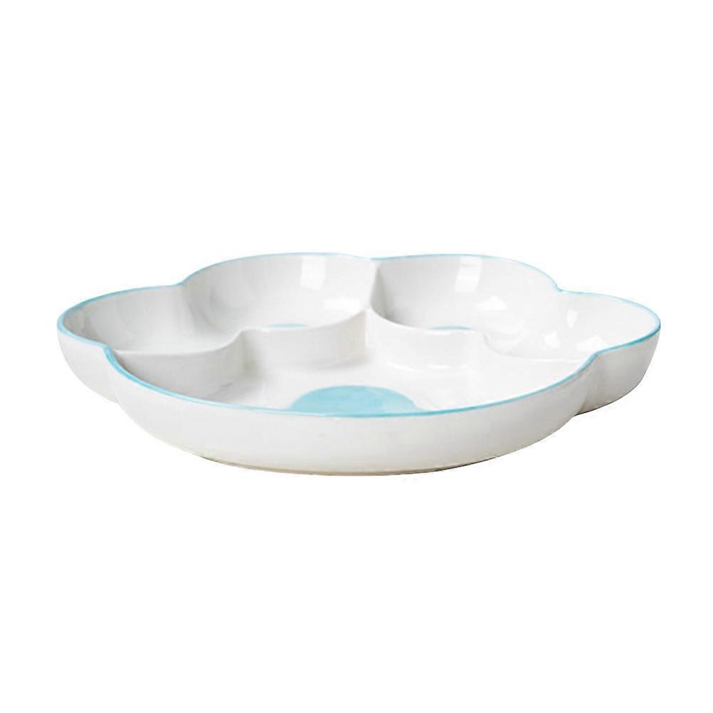 Ceramic Food Plate 2Pcs For Healthy Eaters 21.8x19cm Dishwasher Safe Children Divided Plates
