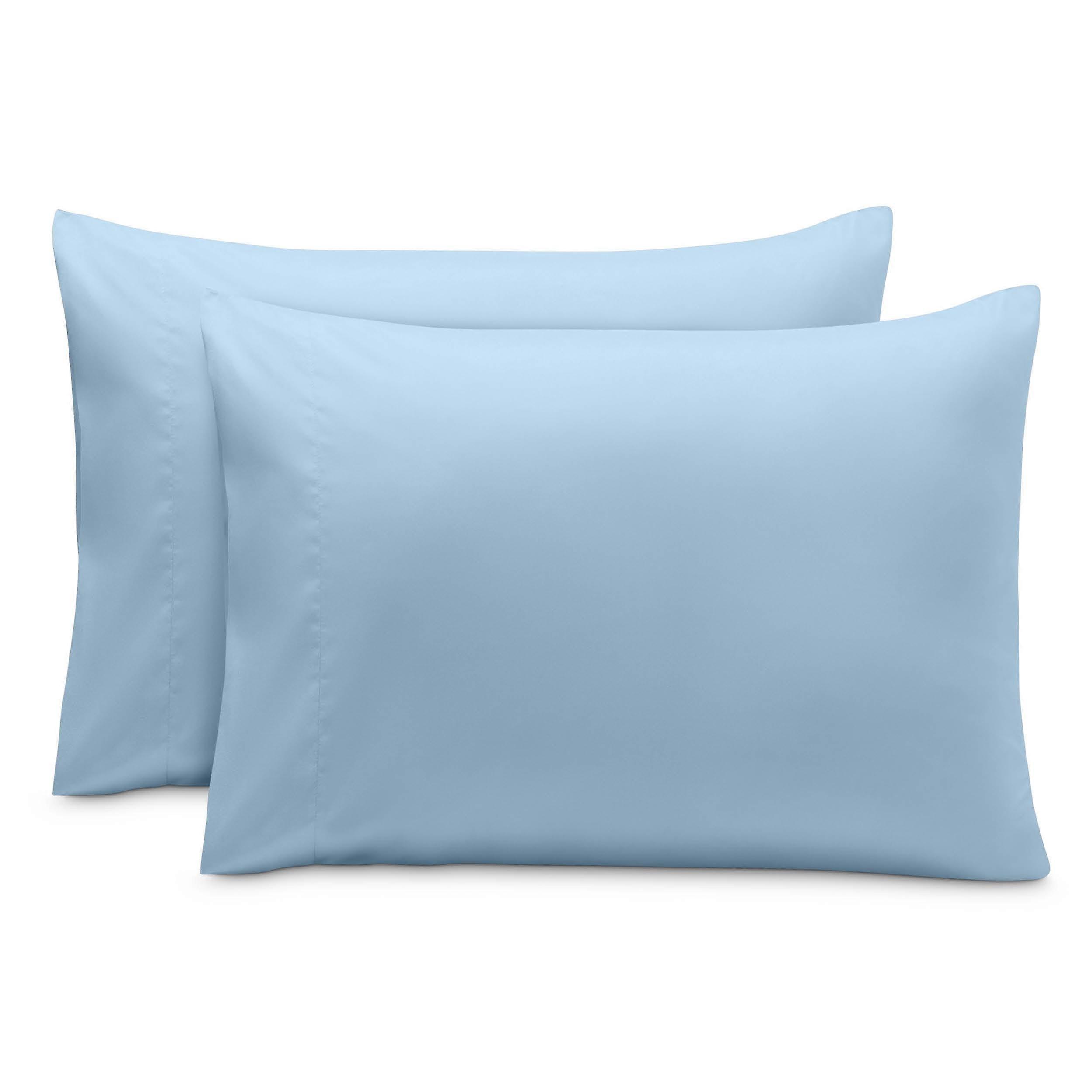 Bare Home Pillowcase Set - Envelope Closure - Premium 1800 Collection - Double Brushed - Ultra Soft - Queen Size, Light Blue, 2 Count