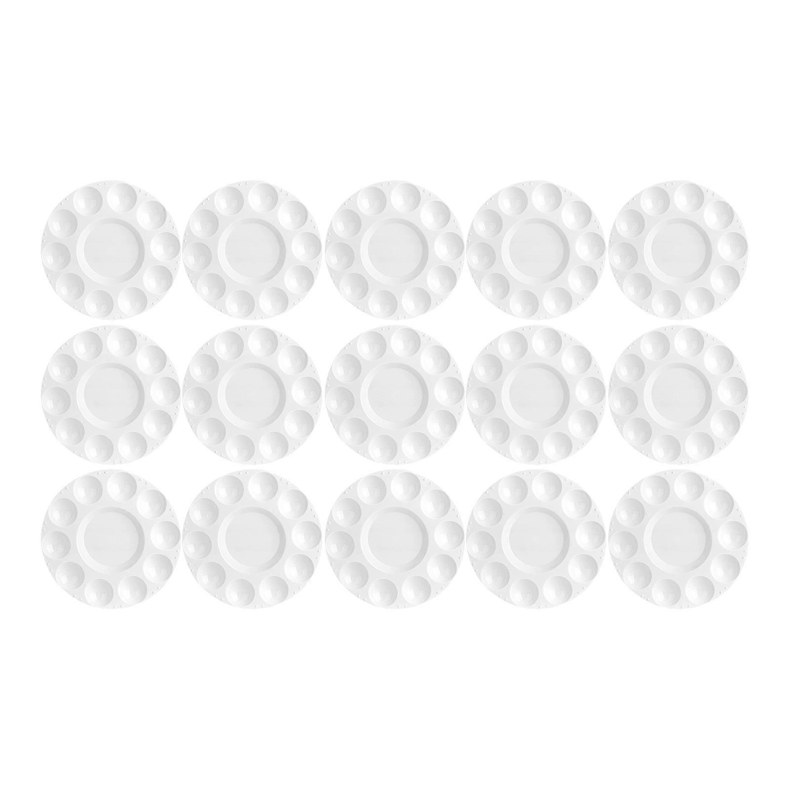Pigment Mix Tray Watercolor Mixing Tray For Art Projects Round Shape 15Pcs 17X17cm White