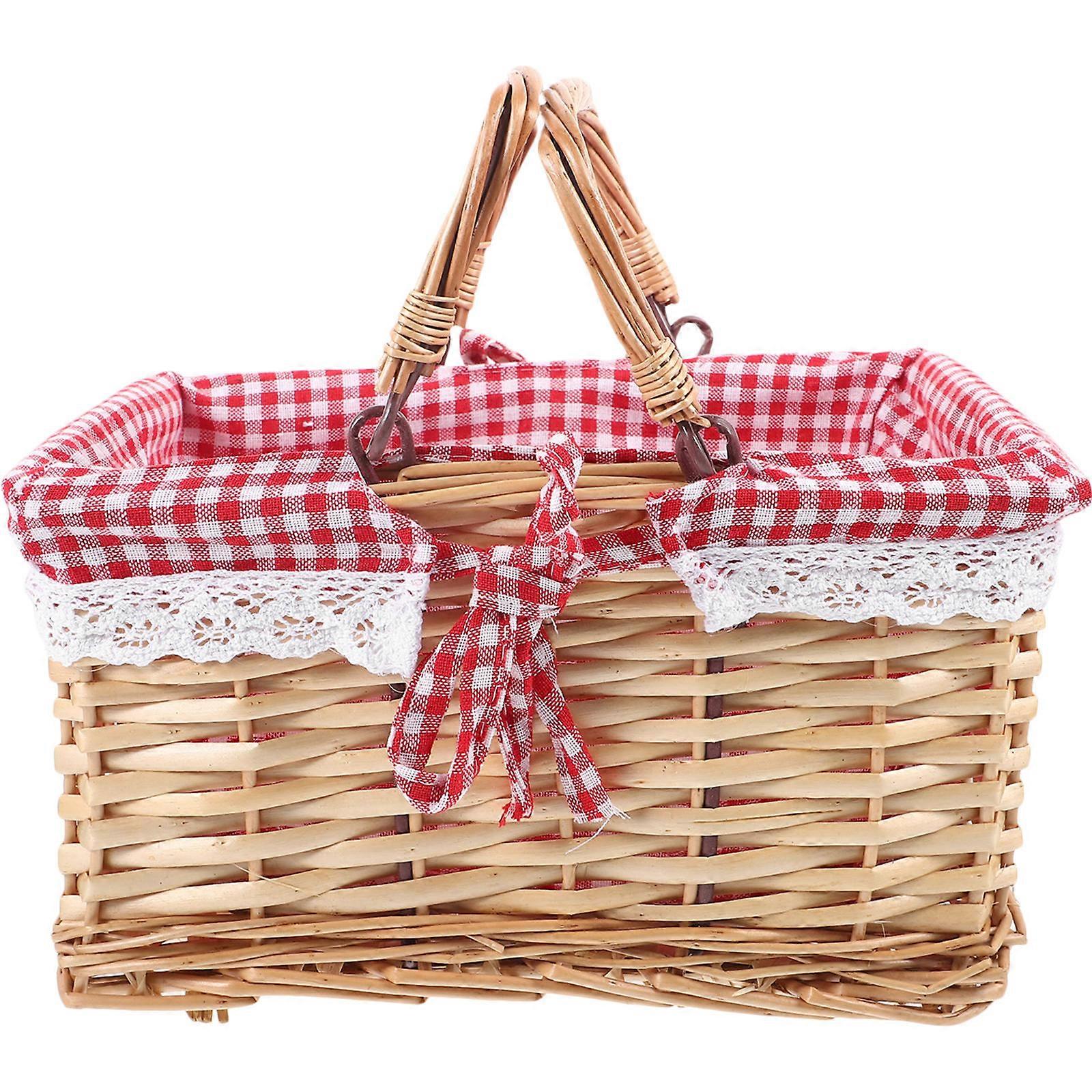 Woven Storage Basket Wicker Hand Basket for Storage Use 2Pcs Picnic