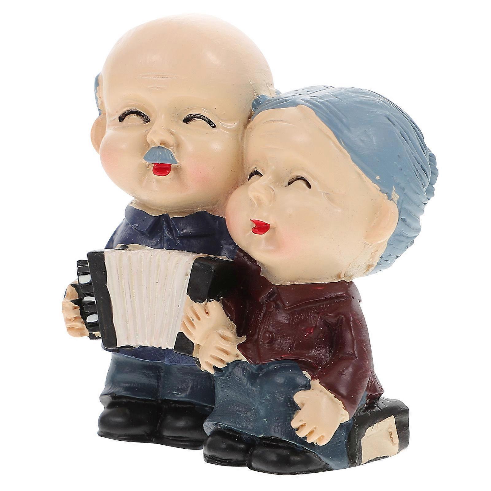 Resin Elderly Couple Cake Plug- Decorative Occasion 2Pcs