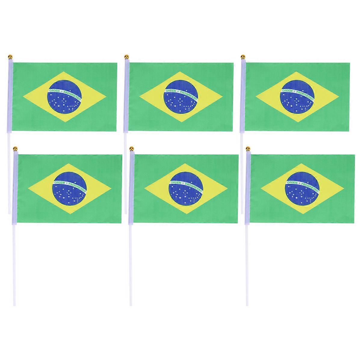 Hand Held Flags Brazil Stick Flag for Party 100Pcs