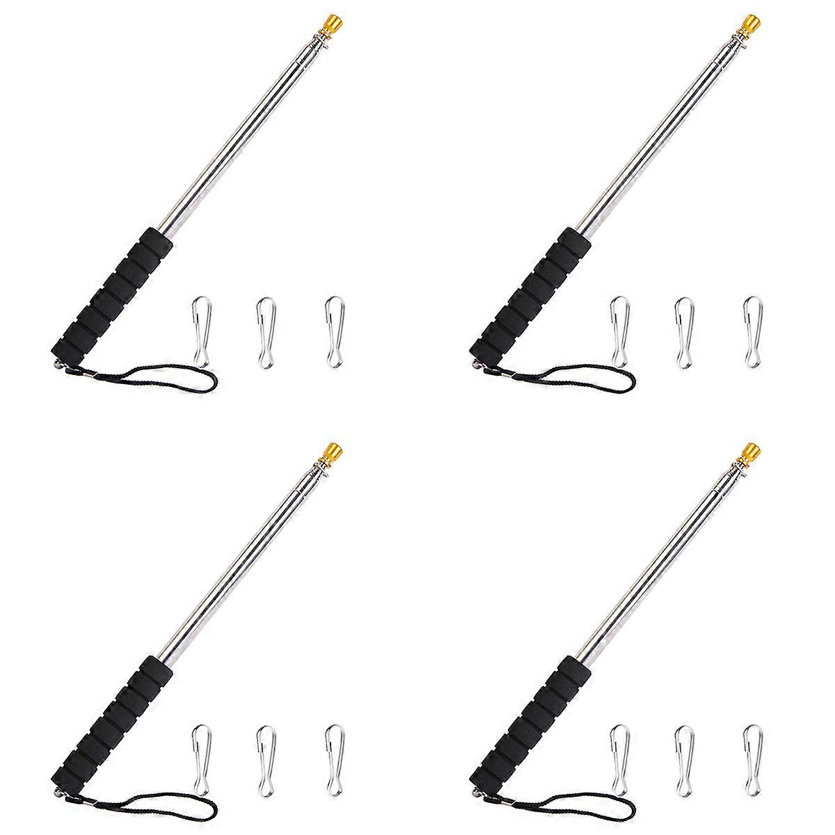 4pcs 9.8Ft Telescopic Flag Pole,Stainless Steel Handheld Portable Extendable Retractable Flagpole wi