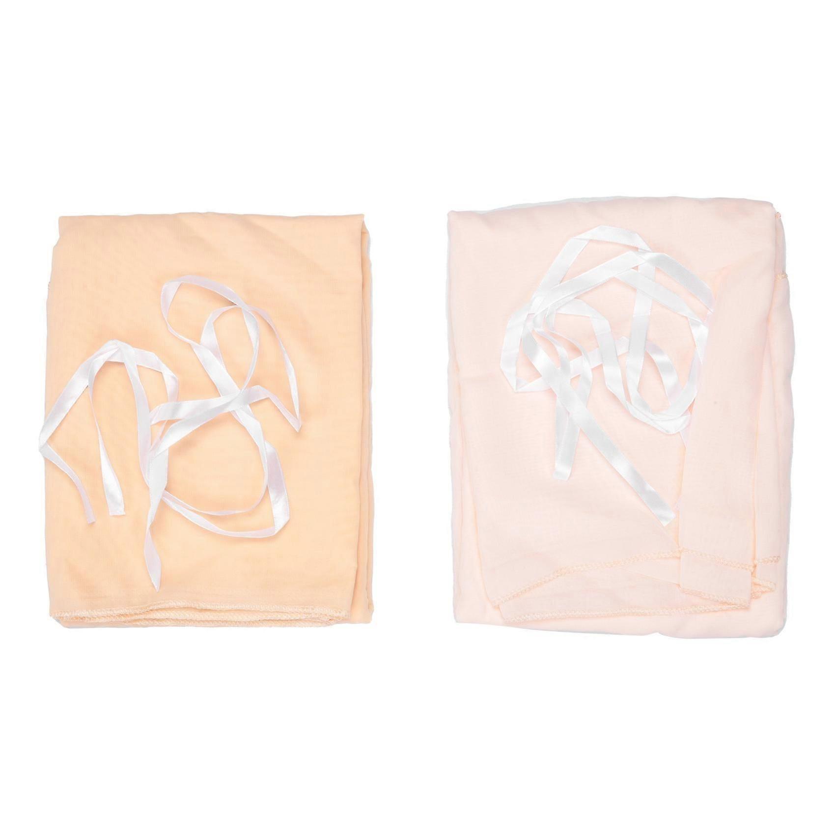 Silky Crinkle Chiffon Table Runner (Set of 2) for Sweetheart Table Wedding Party Bridal Shower Decoration,Pink champagne