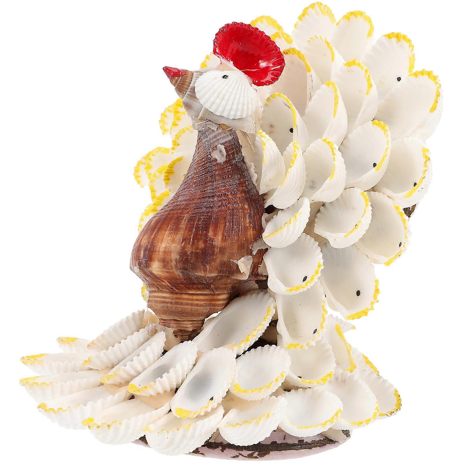 Conch Shell Craft Decoration for Decor Featuring Peacock Shape 1 Piece