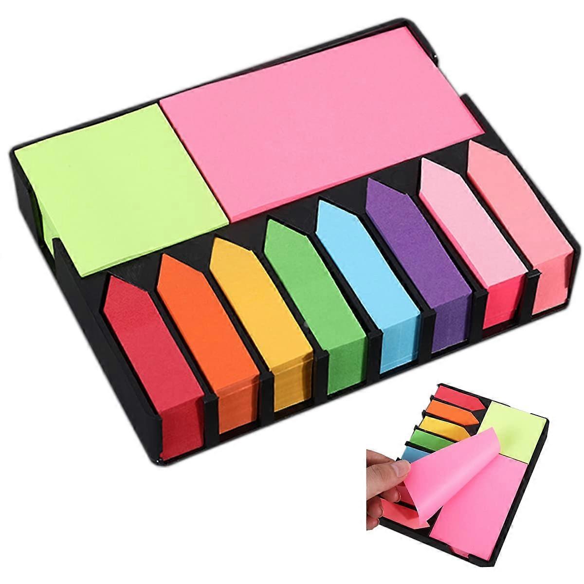Sticky Notes Set, Colored Adhesive Notes Bundle Set Rectangular Notes and Index Flags Pads Fluorescent Color Index Tabs