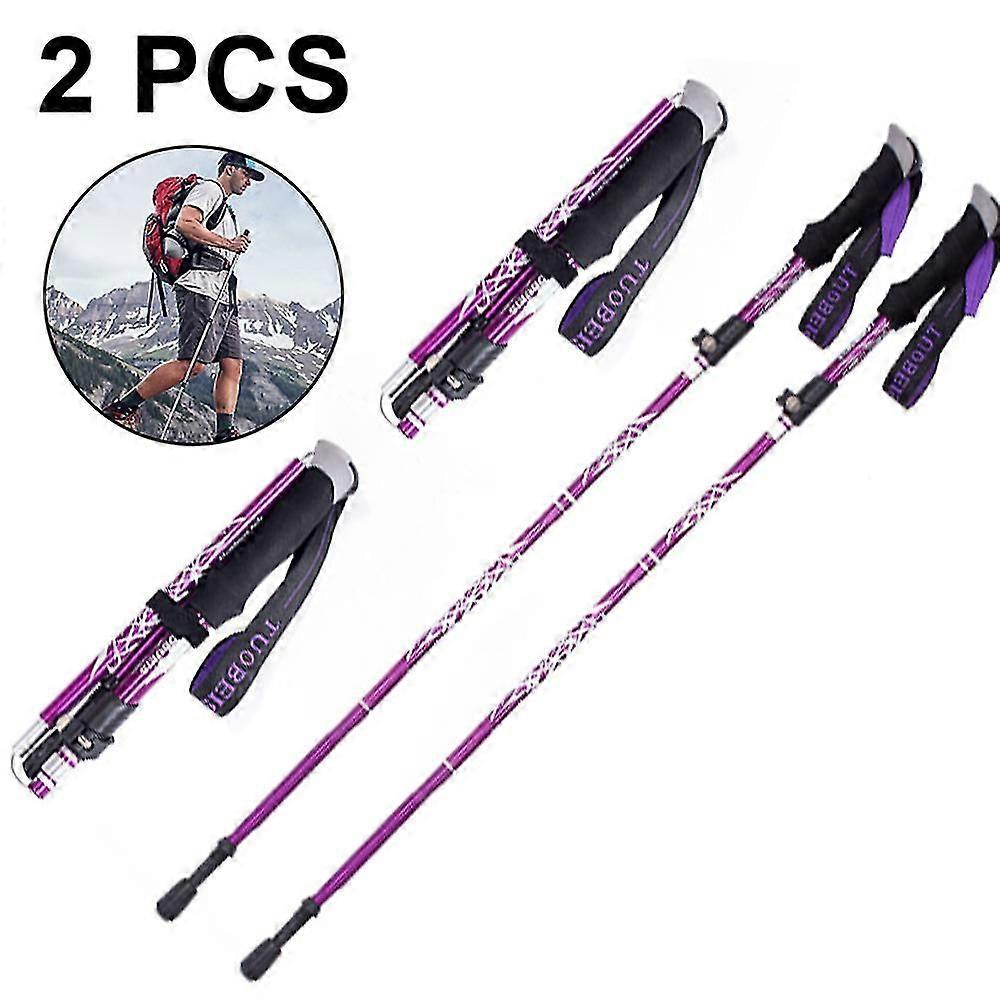 2pcs Trekking Poles Collapsible Hiking Poles - Aluminum Alloytrekking Sticks With Quick Lock System, Telescopic, Collapsible, Ultralight For Hiki