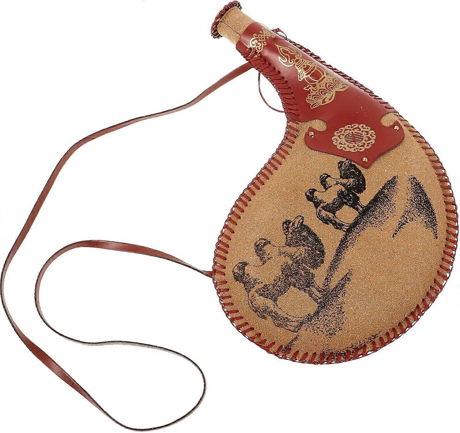 Zerodeko Bota Wine Bag for Water Spanish Leather Wine Bota Large Canteen Pirate Flask with Strap Flask Pouch Container Bag Travel Water Bottle with Sh