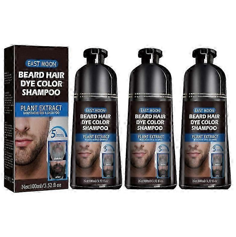 1-3x Shampooing pour barbe pour hommes, Teinture pour moustache et barbe pour hommes Cheveux gris à noir, Shampooing naturel pour barbe noire en 5 minutes