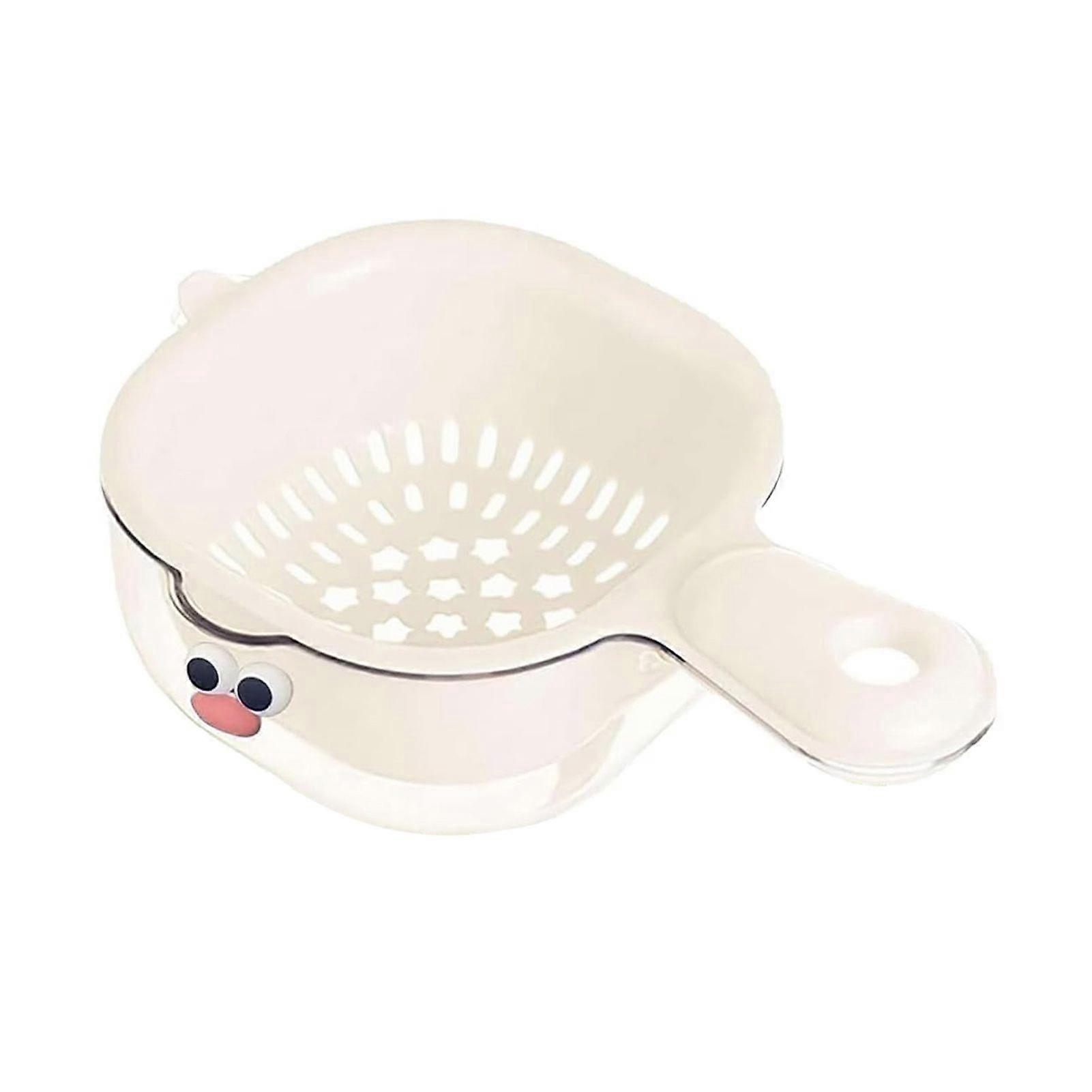 Dual-Layer Drain Basket with Ergonomic Handle Large Capacity BPA Free Multi-Purpose Fruit Cleaning Bowl with Strainer