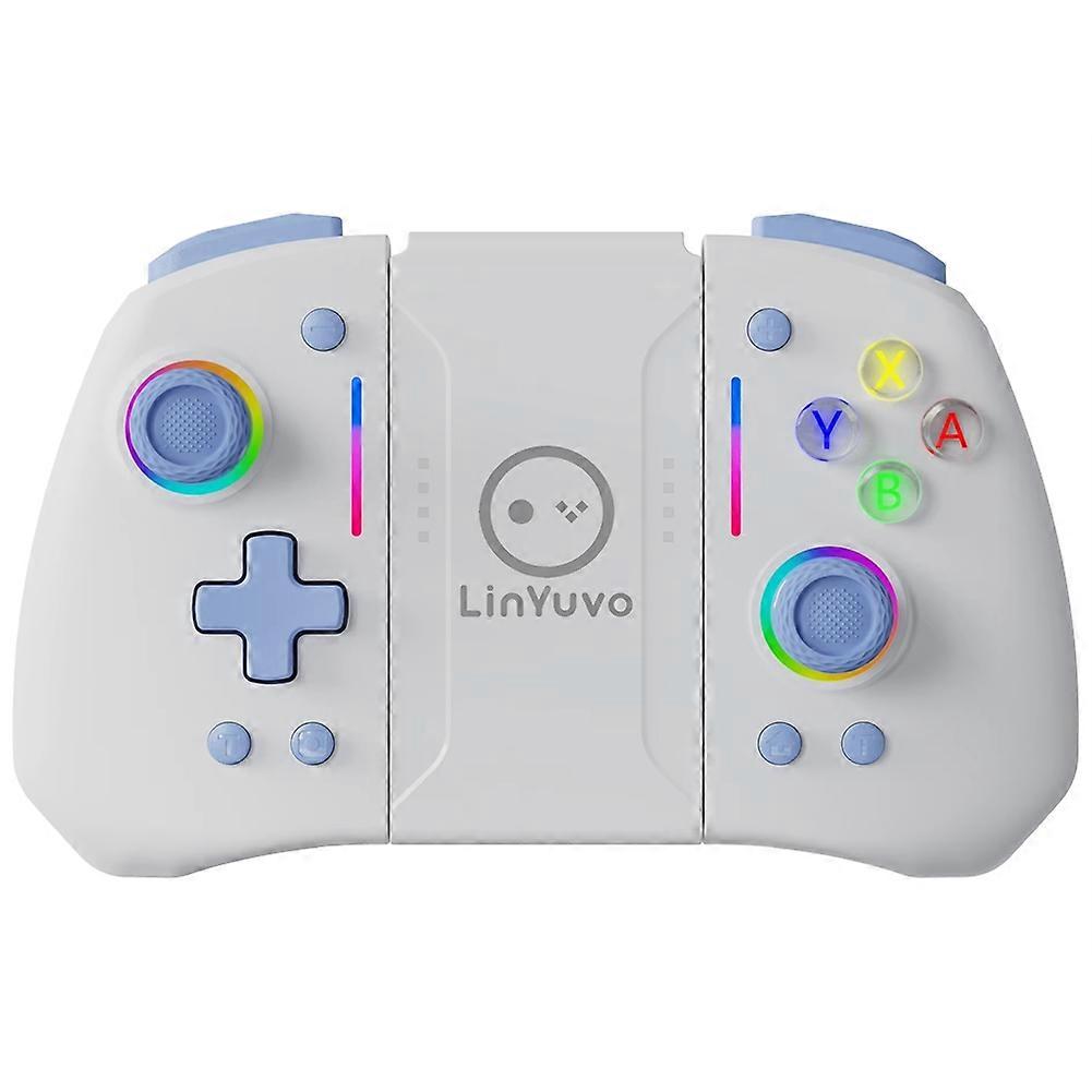 LinYuvo KS42 Meteor Light Wireless Joy-Pad with 8 Color RGB Lights for Switch/Lite/OLED,with Programmable,Back Button White Blue