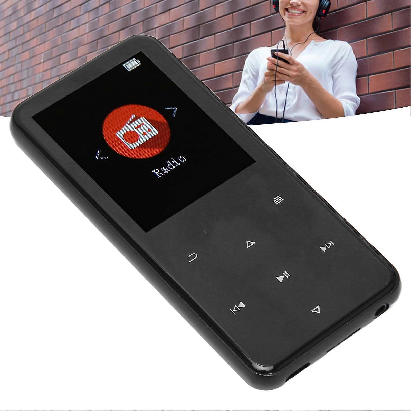 MP3 Player 2.4 Inch Smart HD Noise Reduction Touch Button FM Radio 16GB Bluetooth 5.0 Music Player with Memory Card Black 64GB Memory Card