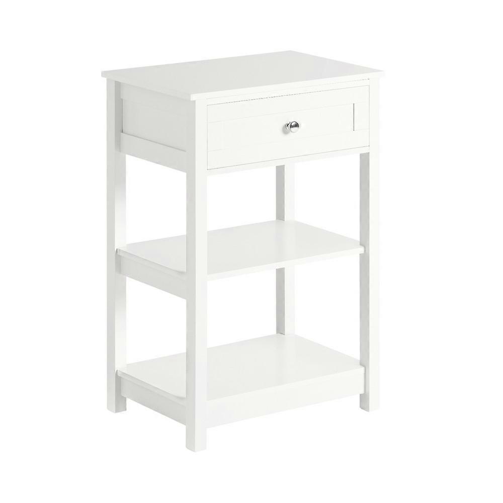 SoBuy FBT46-W,Durable Bedside Table Nightstand Safa Side Table End Table Coffee Table with 1 Slide-out Drawer and 2 Shelves,Easy Assembly