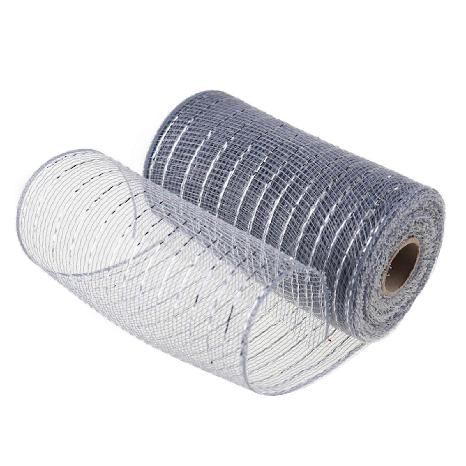 YUEHAO Wired Ribbon Clearance Poly Mesh Ribbon with Metallic Foil Each Roll for Wreaths Swags Bows Wrapping and Decorating