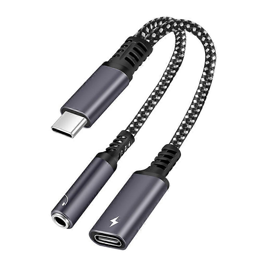Fast Charging Dongle Cord 2 in 1 USB Type C to 3.5mm Adapter for S20/Note10