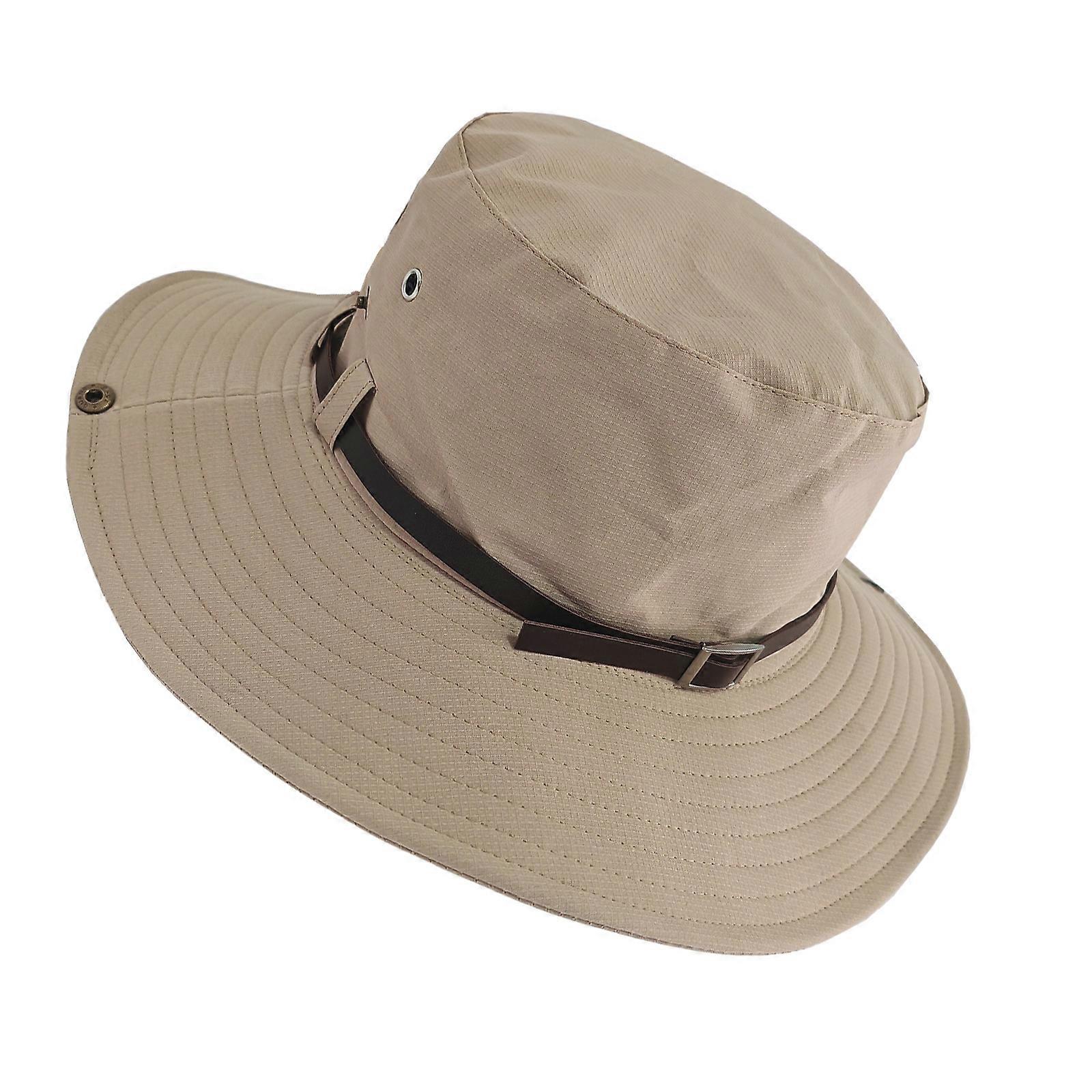 Taitettava ämpärihattu Tuulenpitävä ja hengittävä Kalastajahattu Ulkoiluvaatteet Leveälierinen Aurinkohattu Matkustamiseen Kesäseikkailu Khaki