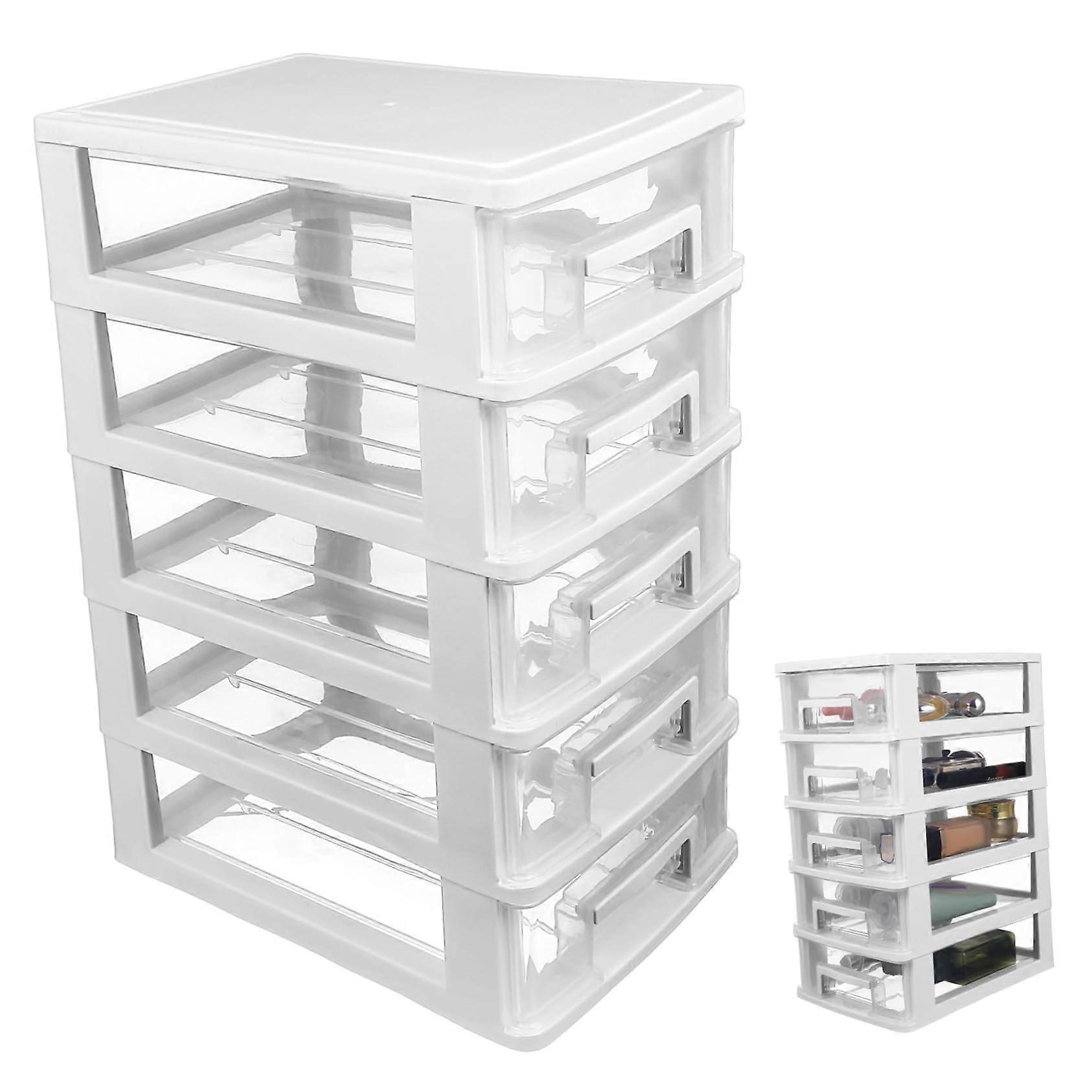 Transparent Plastic Drawer Storage Cabinet Portable Desktop Organizer For Cosmetics And Sundries White MultiFunctional