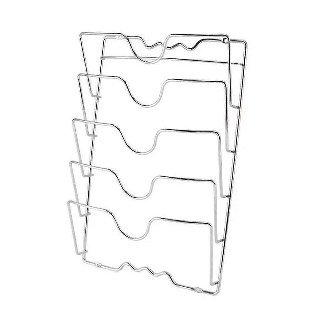 5Tier Wall Mounted Pot Lid and Pan Rack with Perforated Board for Kitchen Space Saving Storage