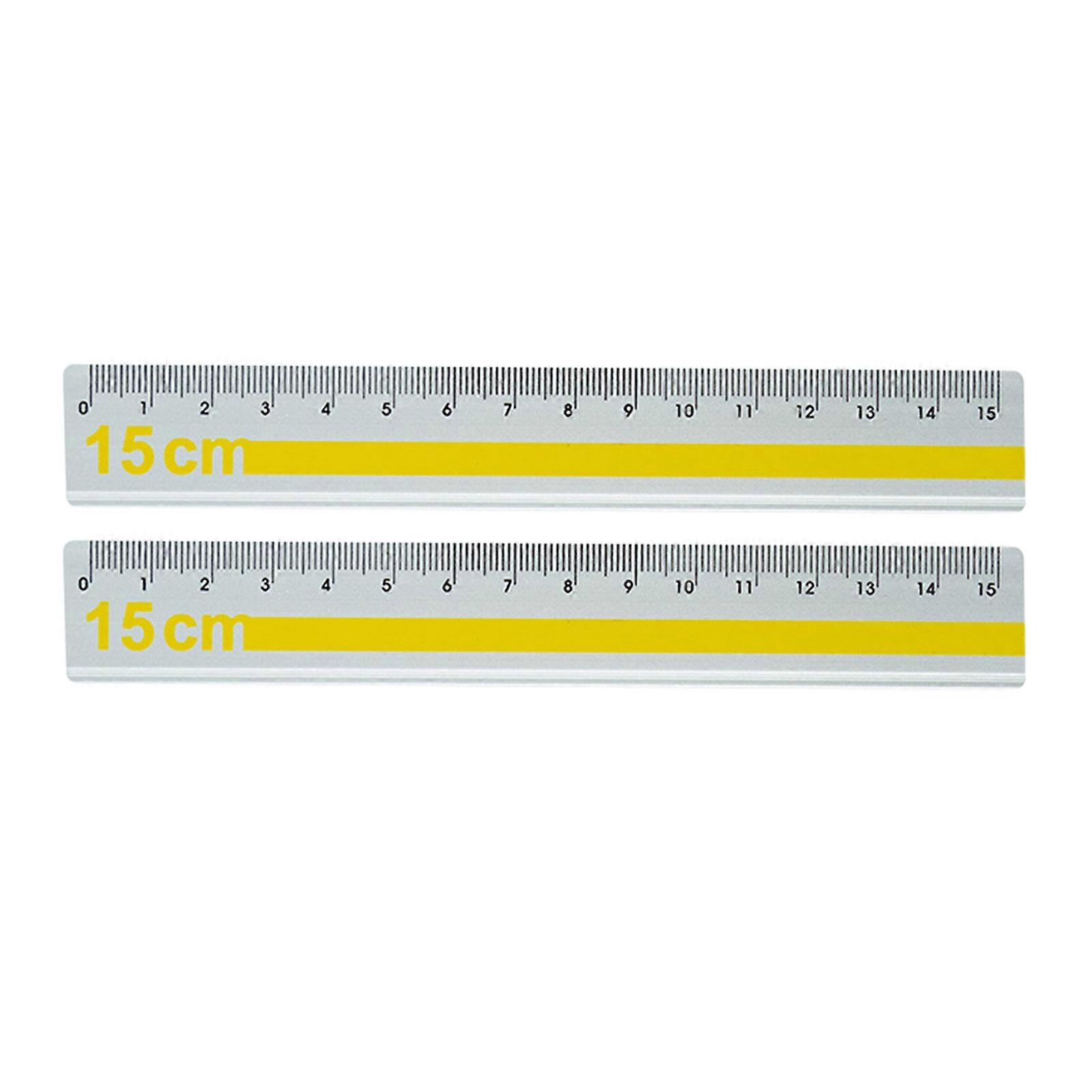 2pc 15cm Metal Straight Ruler Slip Resistant Design Portable Size For Technical Drafting Classroom Projects Home Office  Yellow