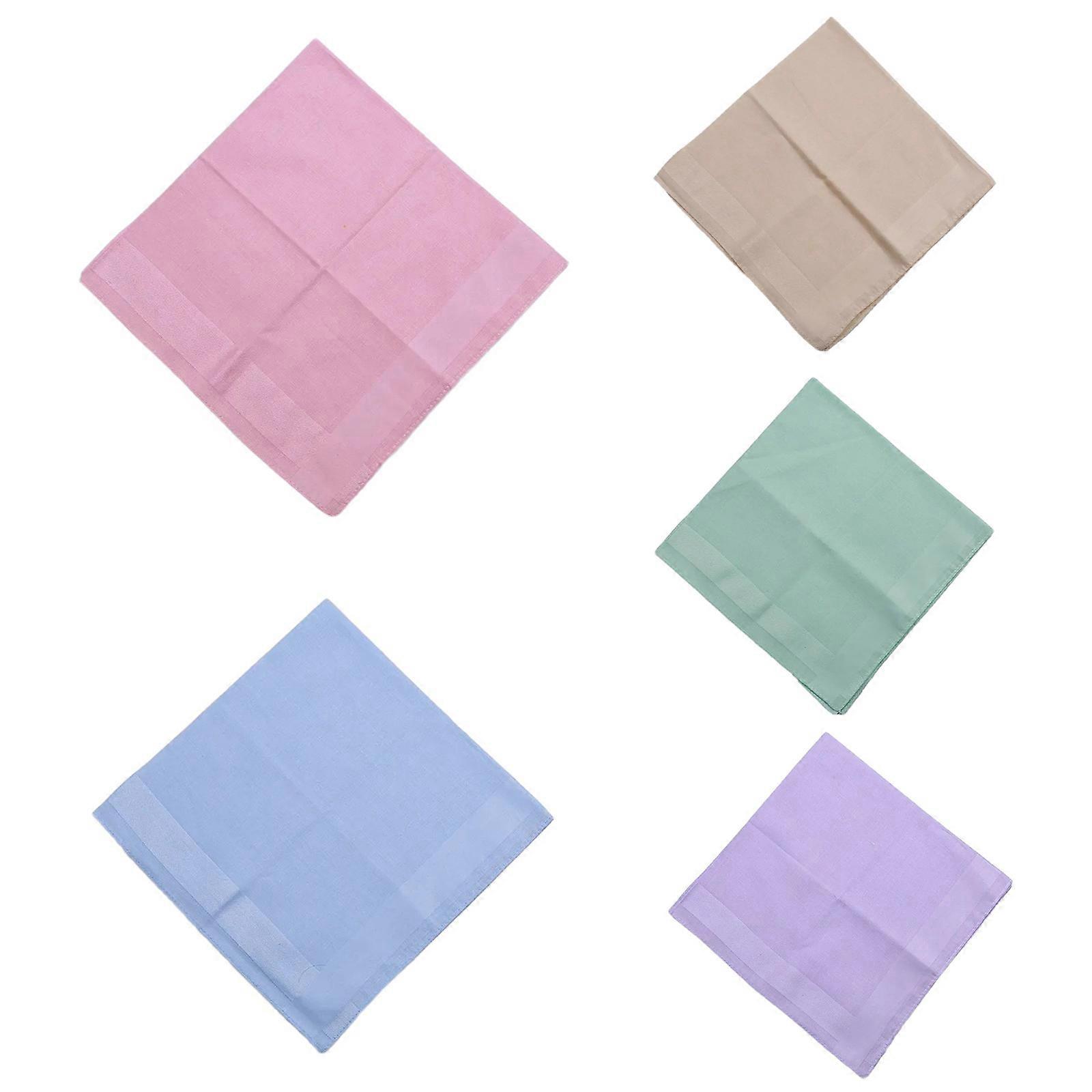 Yetişkin Erkekler için Pamuk Mendiller Cep Meydanı Mendil Çok Kullanımlı Yüksek Emici Ter Silme Havlu Mendiller 5PCS Sarı pembe mor l