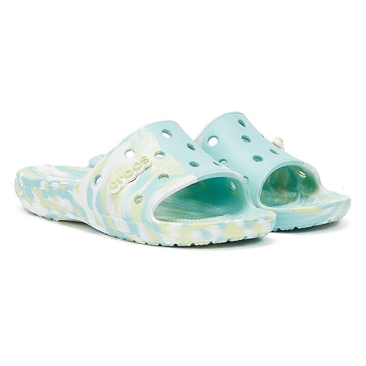 Crocs Classic Marbled Womens Pure Water/Multi Slides