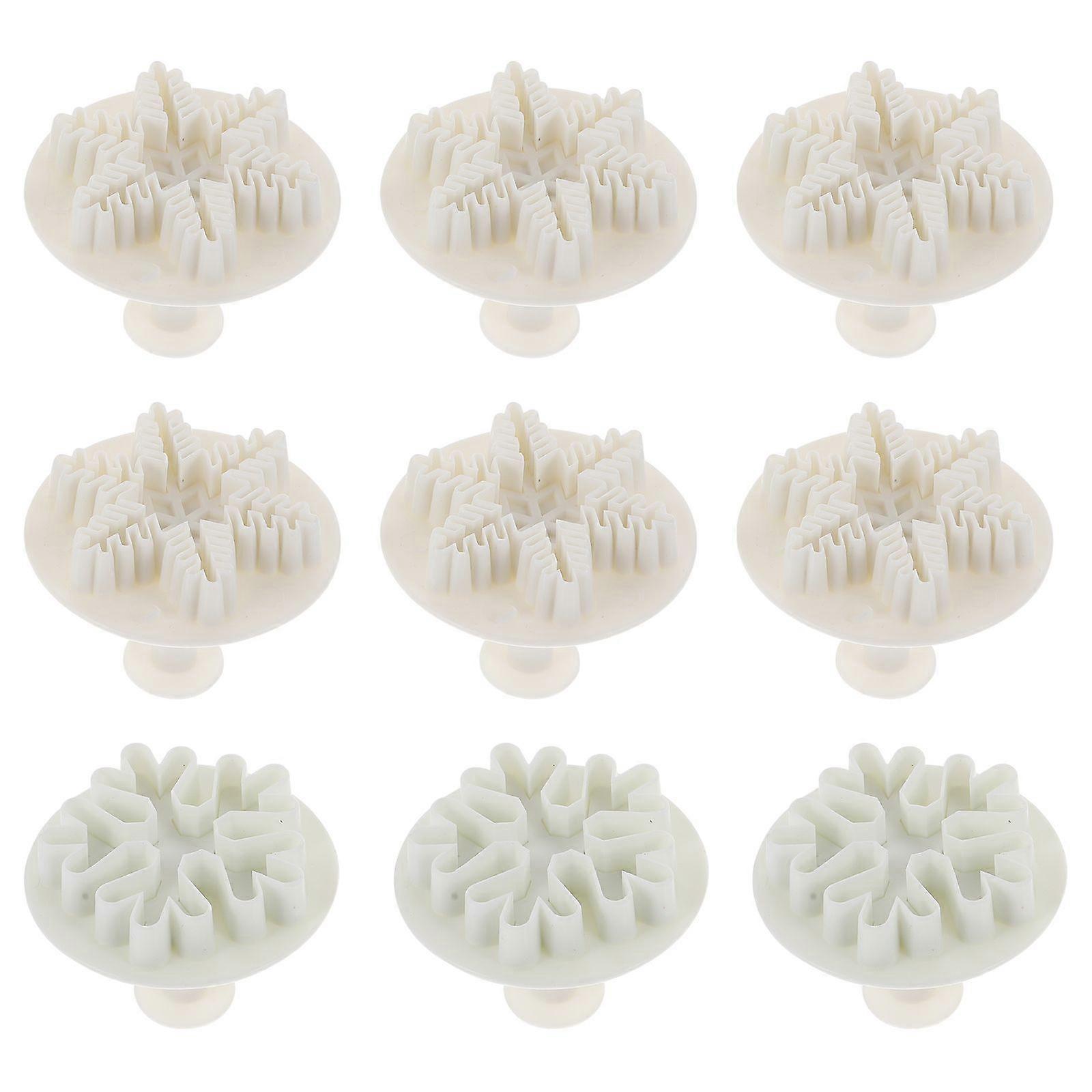 9Pcs Lovely Christmas Baking Tools Biscuits Spring Pressing Molds (White)