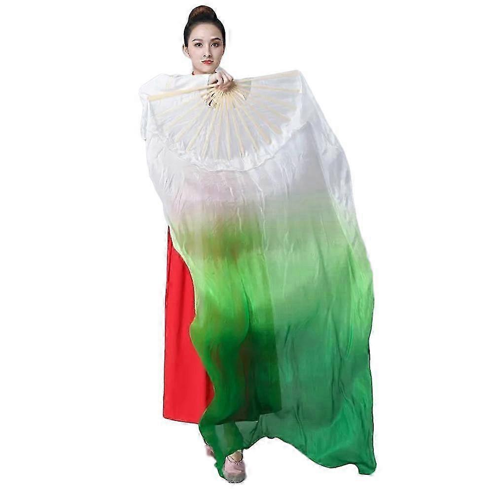 Gradient belly dance fan for parties, 120/150/180cm long satin performance accessory