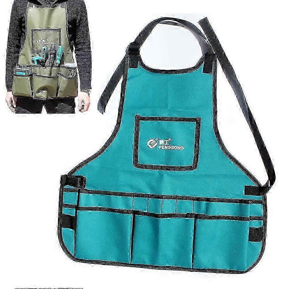 Teal Oxford Cloth Work Apron with Multi-pockets by LUDLZ