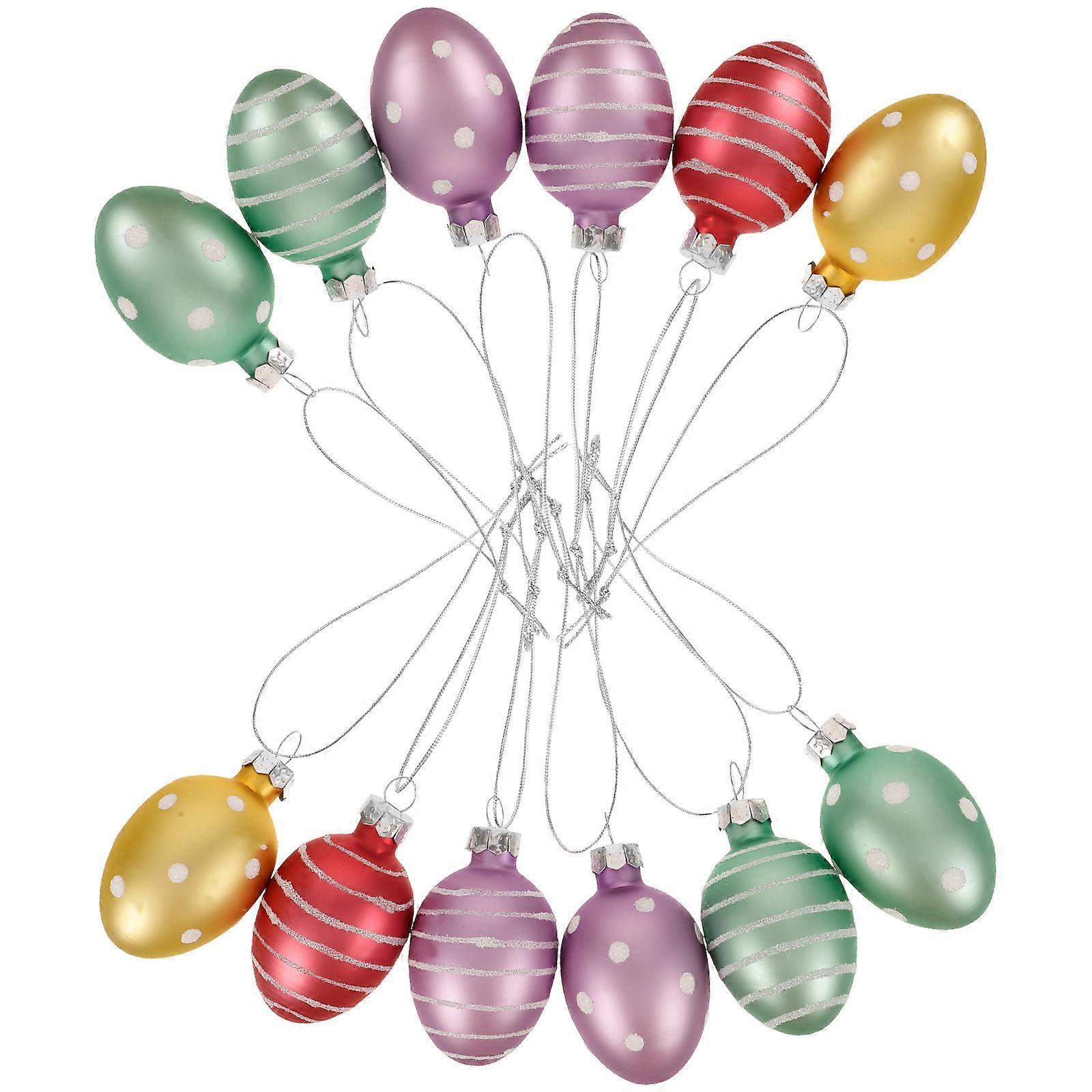 12pcs Egg Hanging Ornaments Spring Easter Tree Hanging Ornaments DIY Easter Egg Decoration