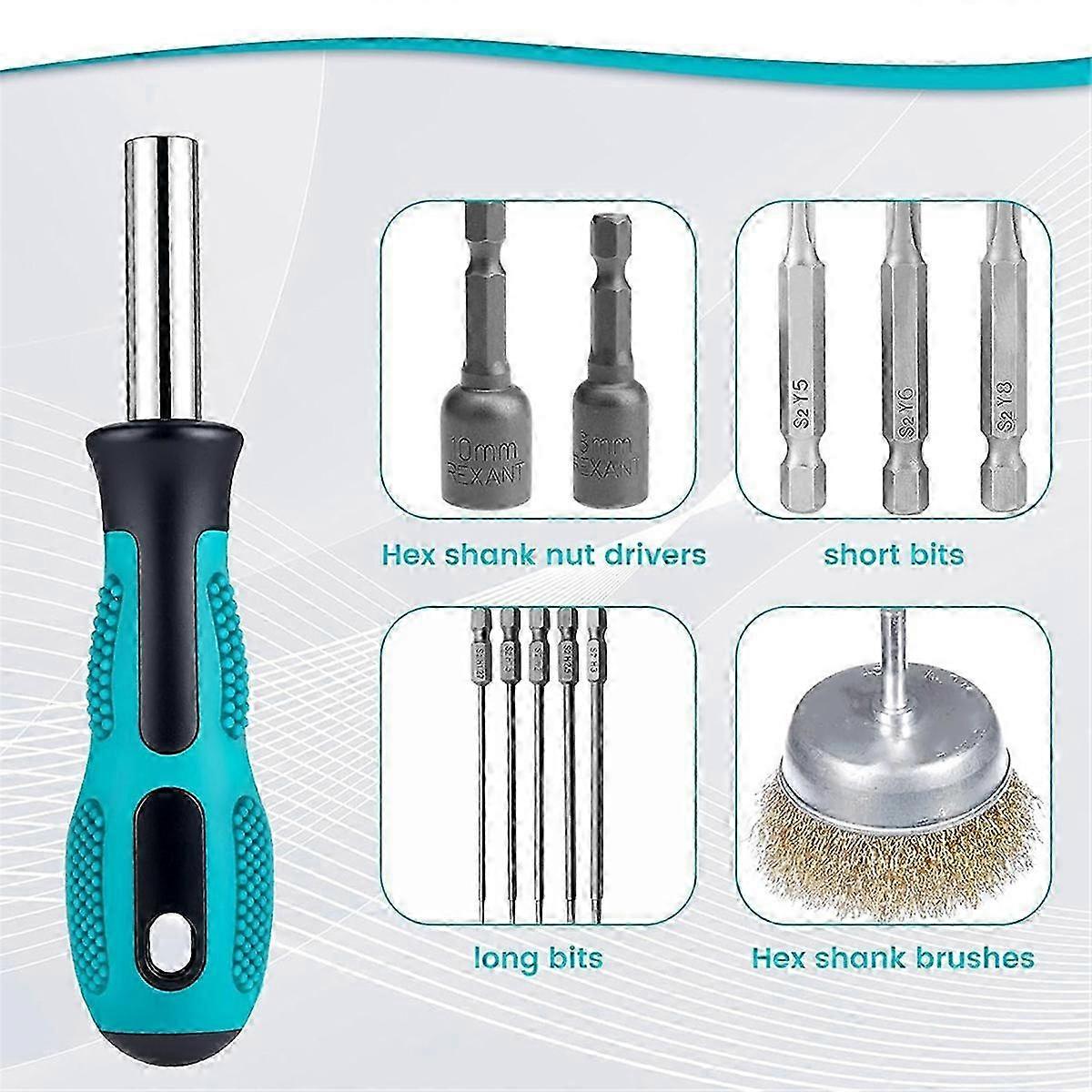 4 PCS Bit Driver Handle, 1/4 Driver Handle Magnetic Screwdriver Bit Drivers Magnetic Bits Holder Screwdriver Handles