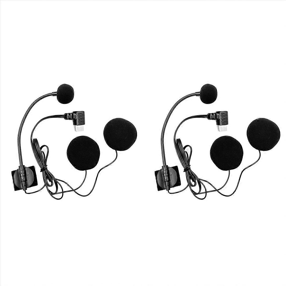 2X Type-C Earpiece Microphone Speaker for Motorcycle for Half-Mask Helmets