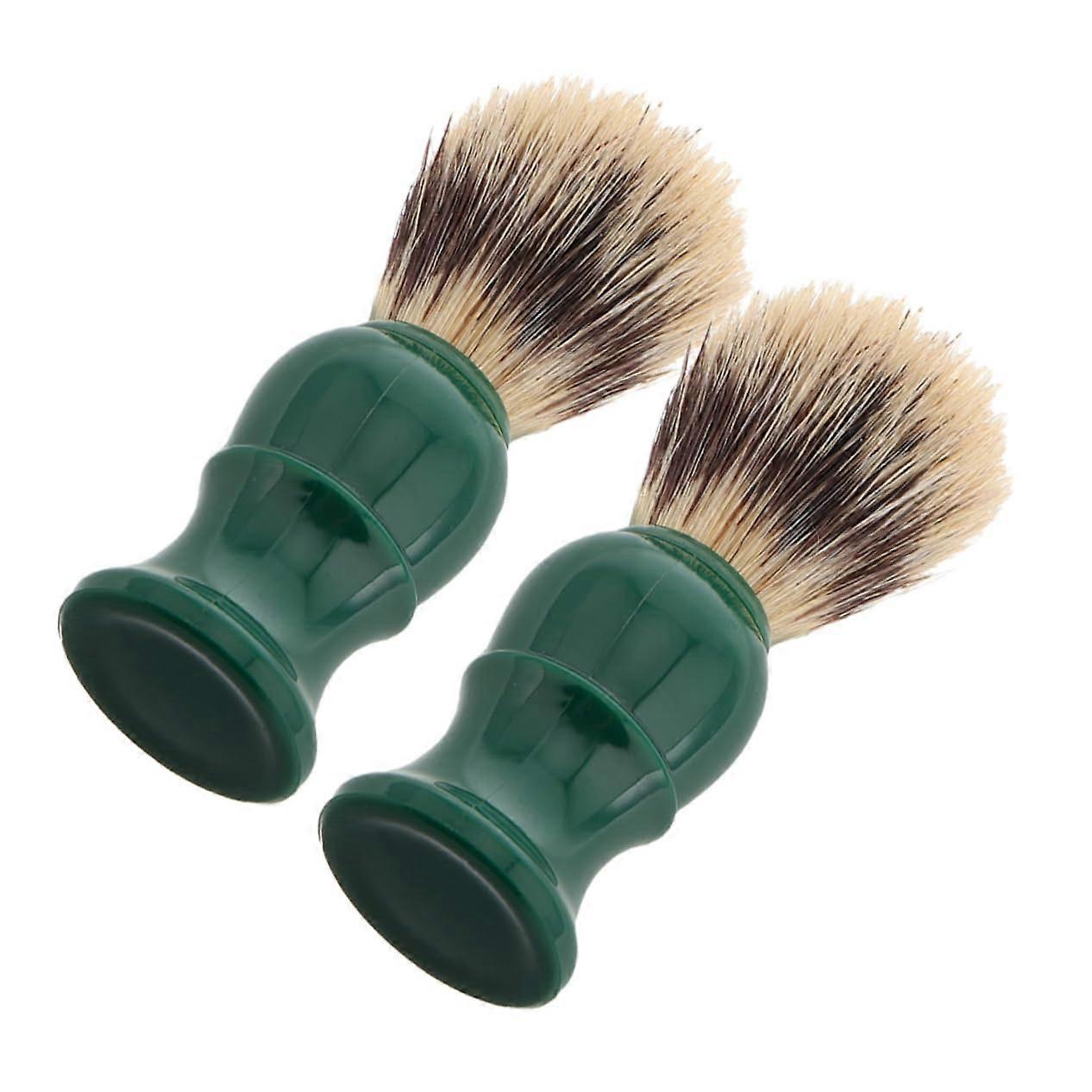 2 Pack Shaving Brush Set with Soft Bristles for Men Beard Grooming and Facial Cleansing Travel Use