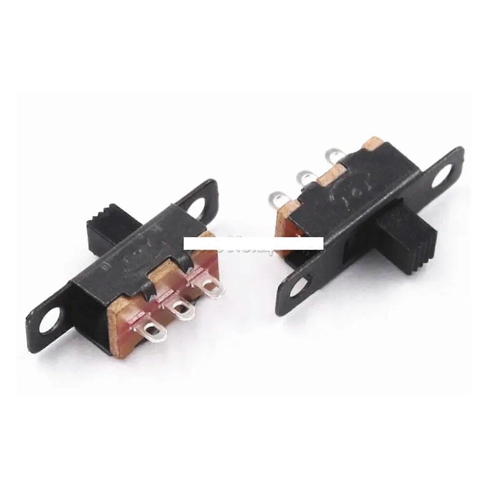 100pcs Toggle Switch 3 Pin 1P2T SS12F15 Slide Type with 4mm Handle for Electronics Projects