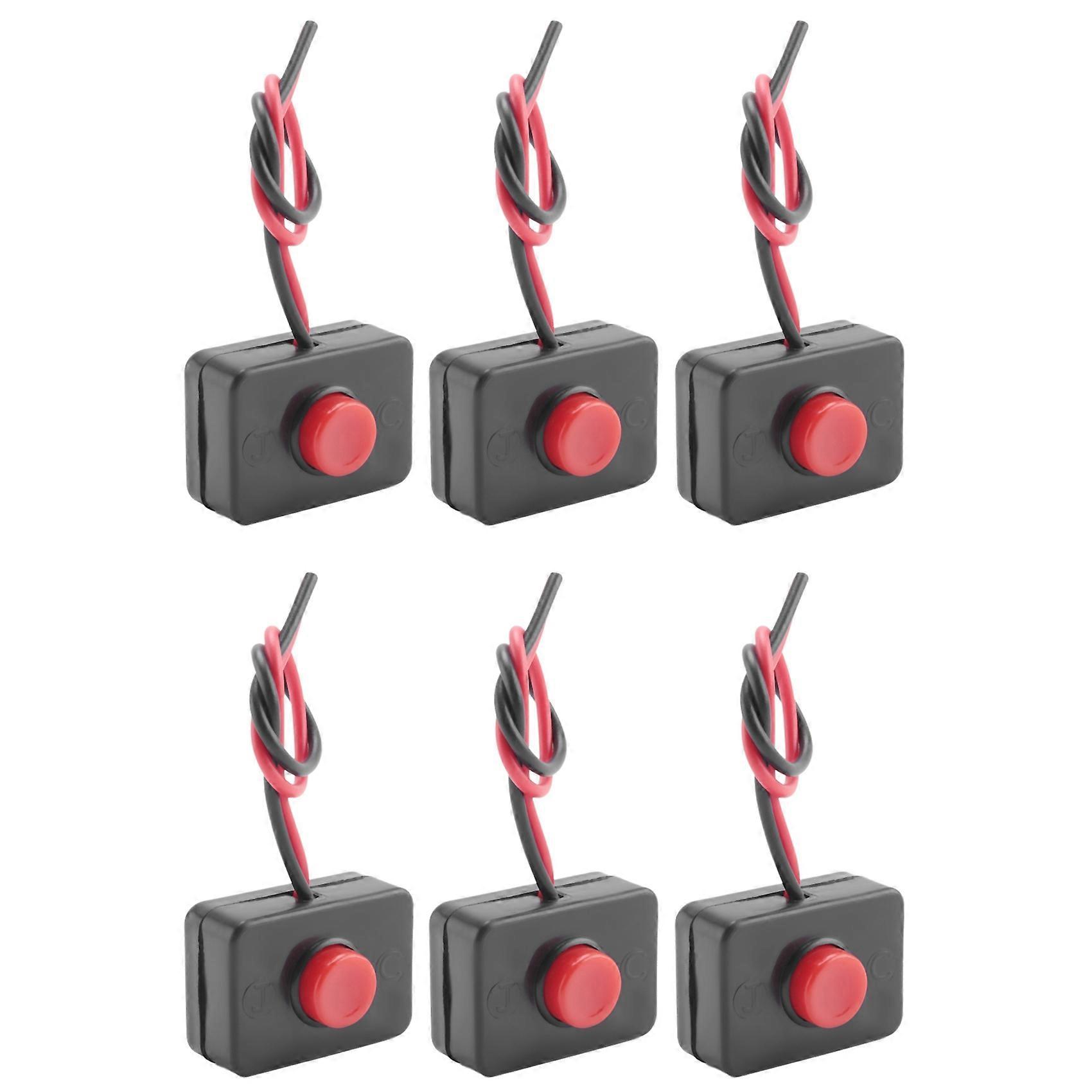 6X DC 12V2A Adhesive Base Push Button Momentarily Action Wired Switch for Automobiles