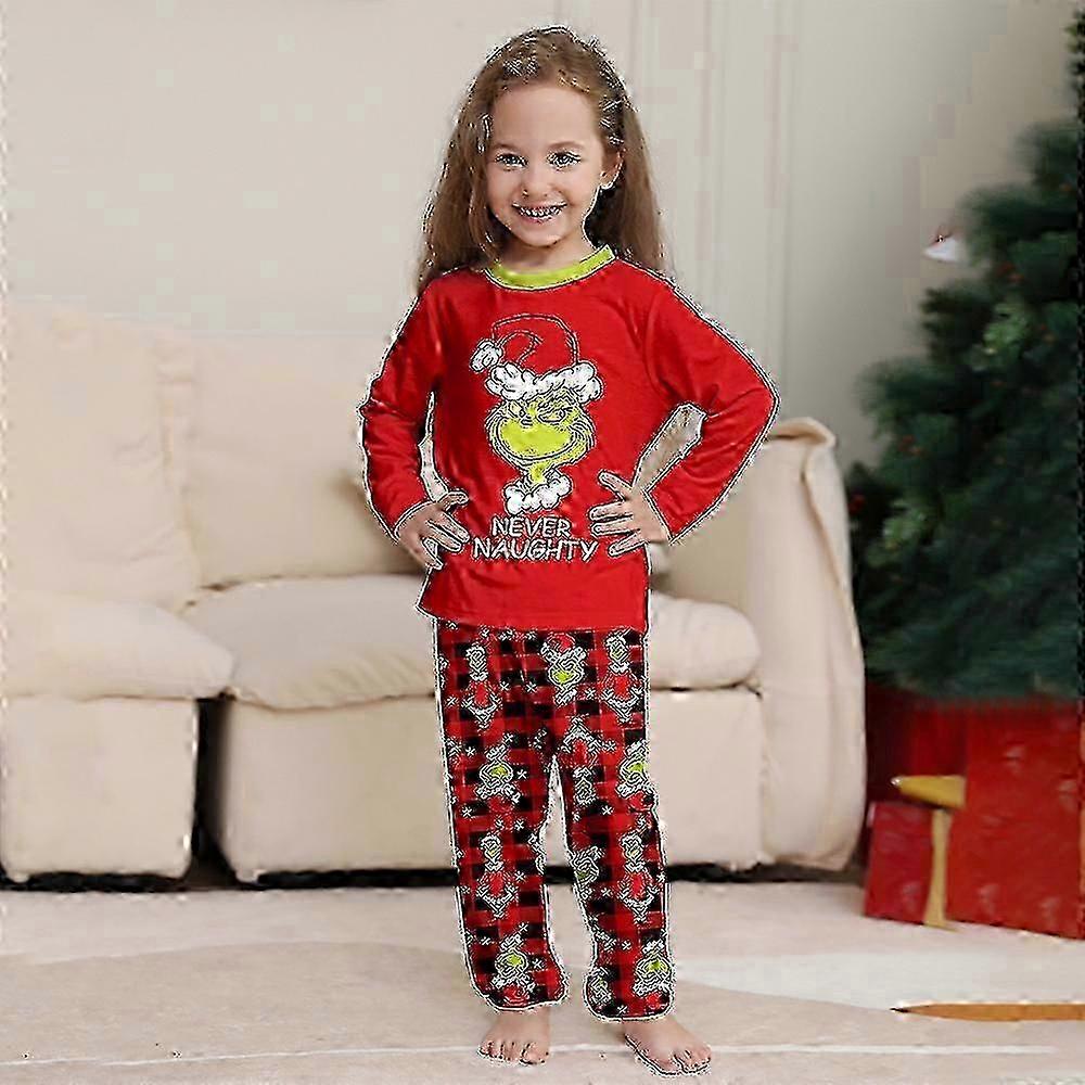 Julpyjamas med matchande färger för familjen Nattkläder Grinchen-tryck Vuxna Barn Spädbarn Nattkläder Pyjamasset