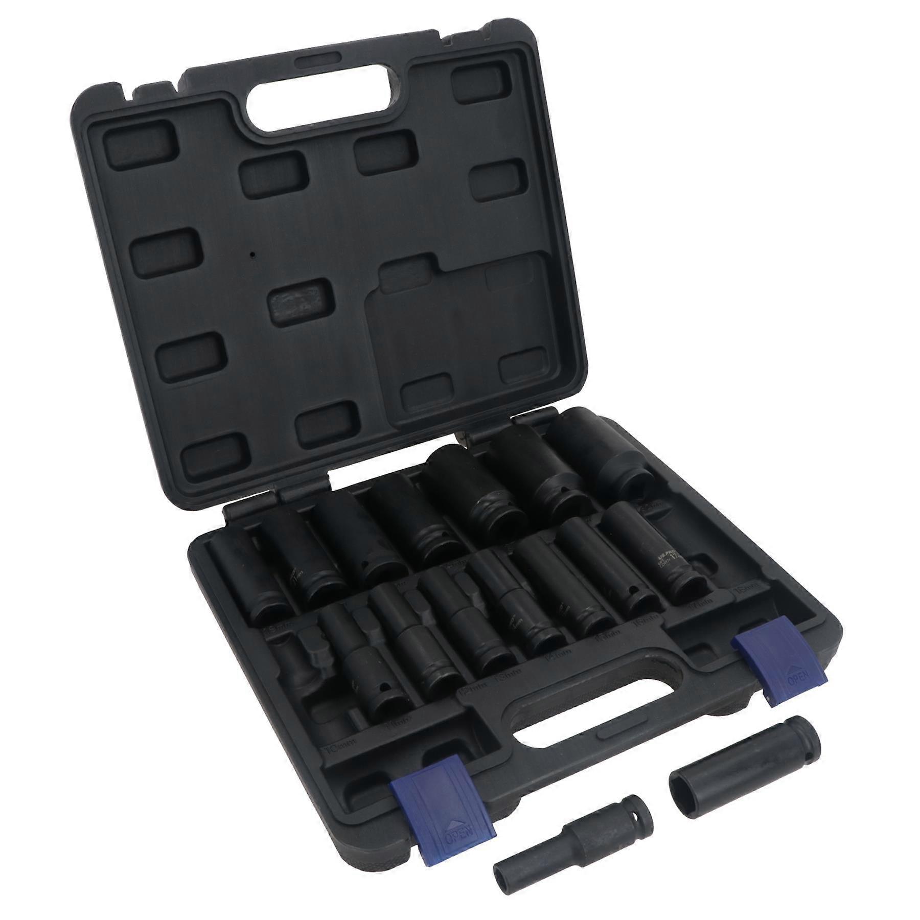 16pc 1/2" Dr 6 Point European Deep Impact Socket Set 10 - 32mm US PRO AT468