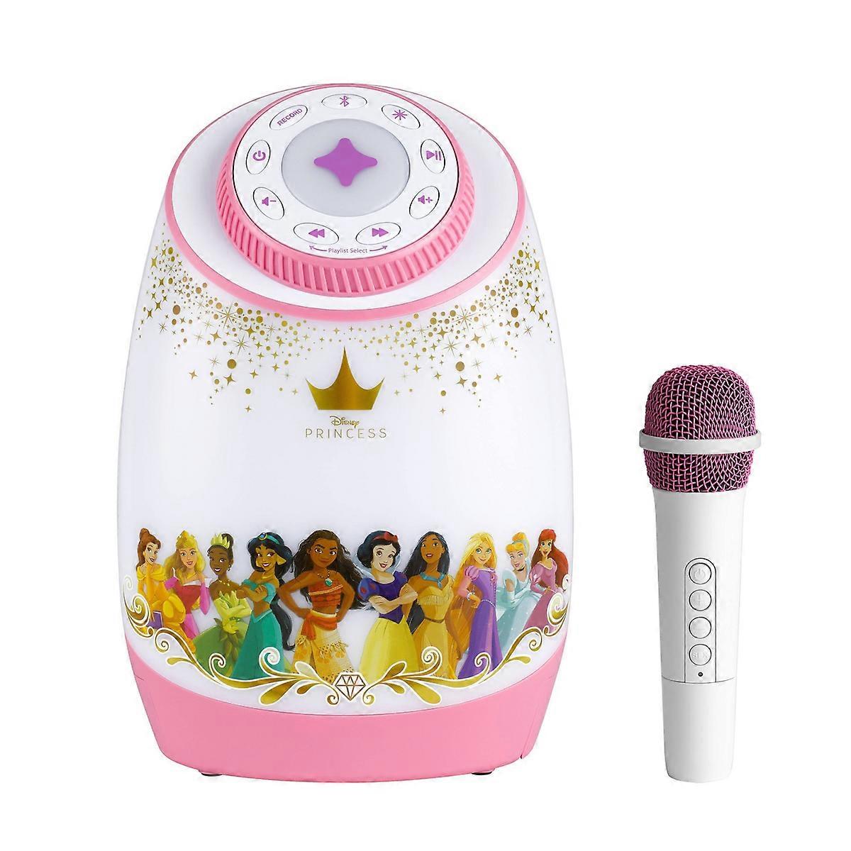 Disney Princess Ez Link Bluetooth Karaoke Machine, Wireless Mic, Record & Save, Led Lights
