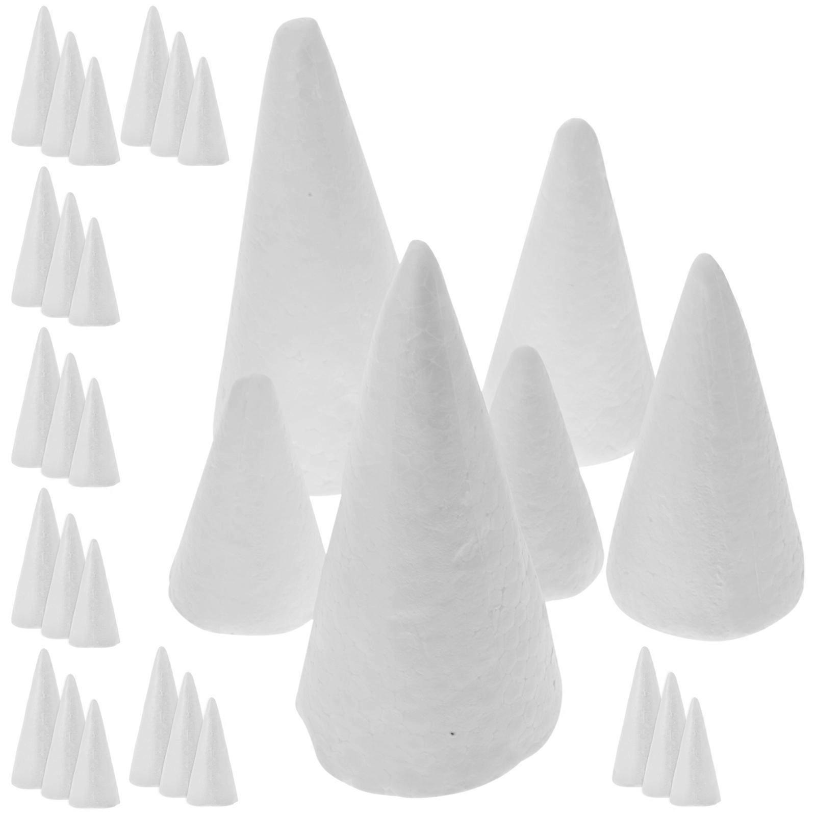 White Foam Cone for DIY Crafting 30Pcs Durable Polystyrene Material