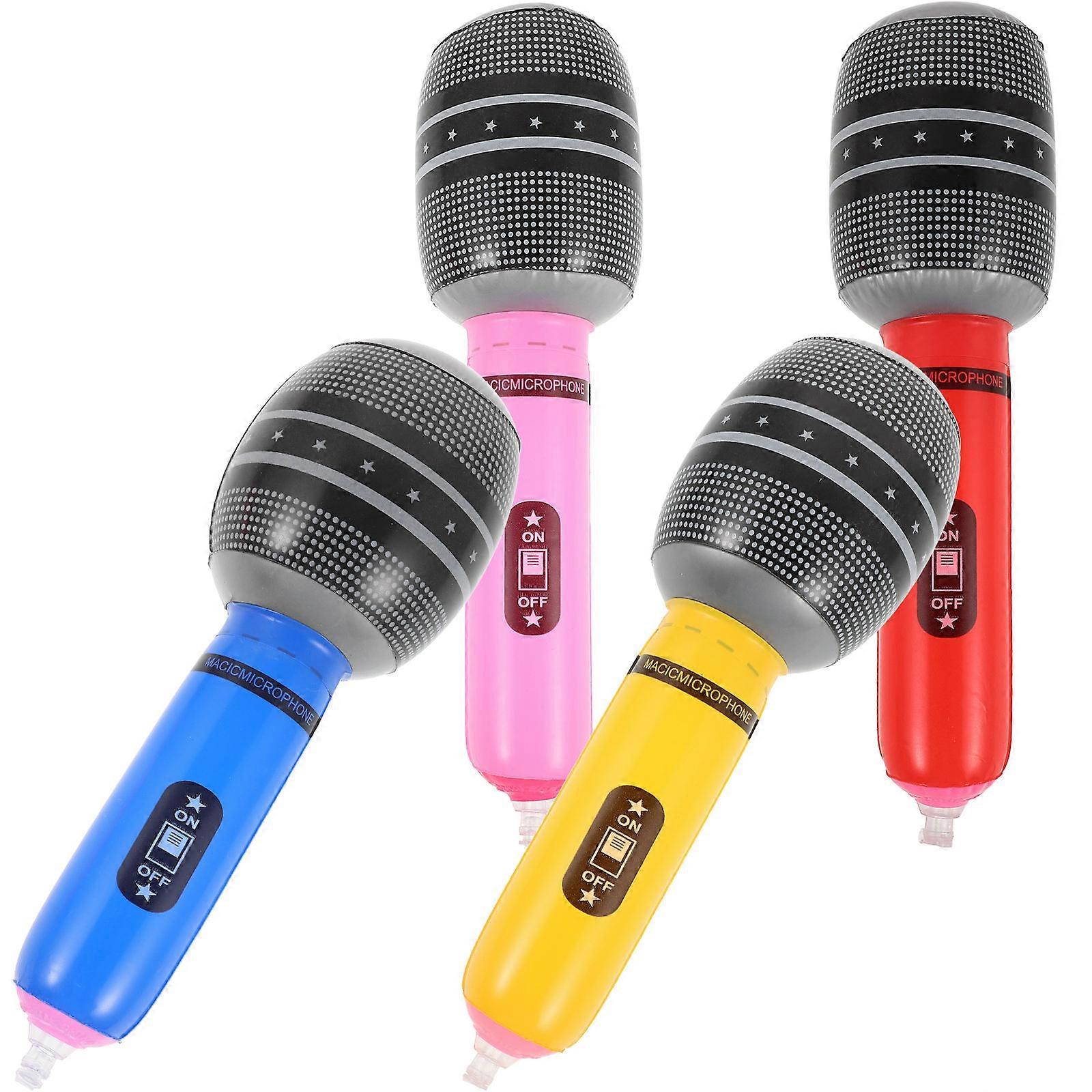 Music Party Inflatable Microphone Toys Simulation Prop 4Pcs