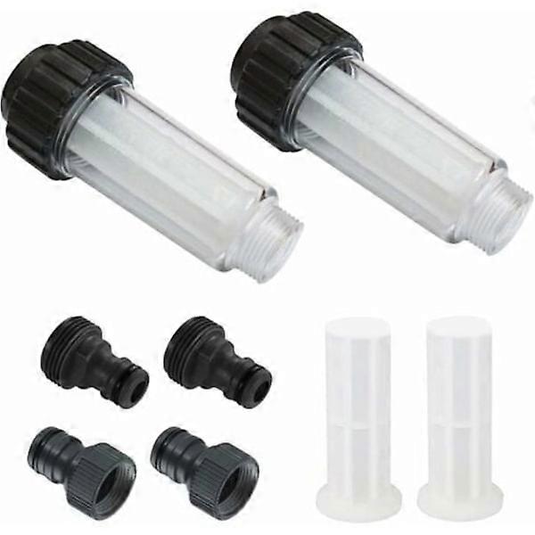 Water Filter for Garden Hose, 2-Pack 3/4 Inch Water Pre-Filter Set with 4 Filter Elements and 2 Quick Release Fittings for Pressure Washer, Garden
