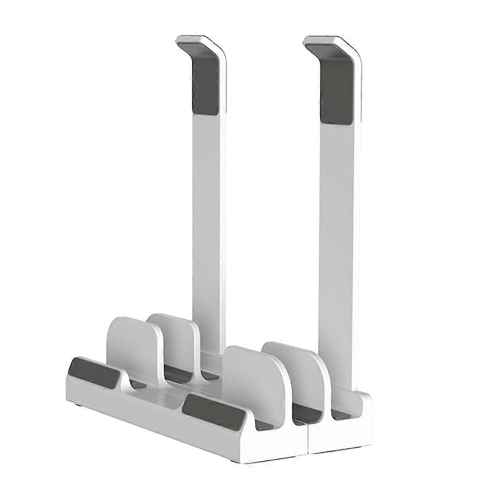 Adjustable Vertical Laptop Stand, 3-Slot Padded Stand for 16 Inch Laptops, Rectangular Base, Enhanced Stability White